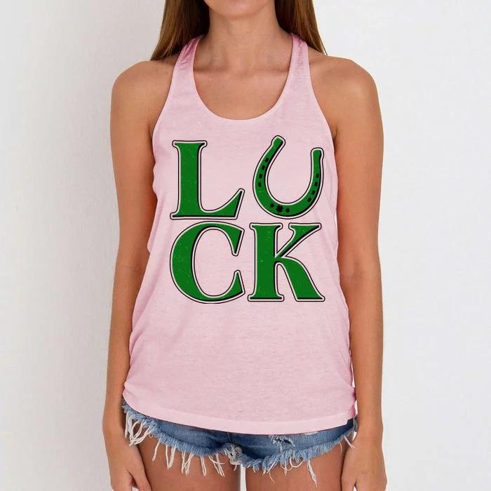 Cool St Patrick's Day Luck Lucky Horseshoe Women's Knotted Racerback Tank