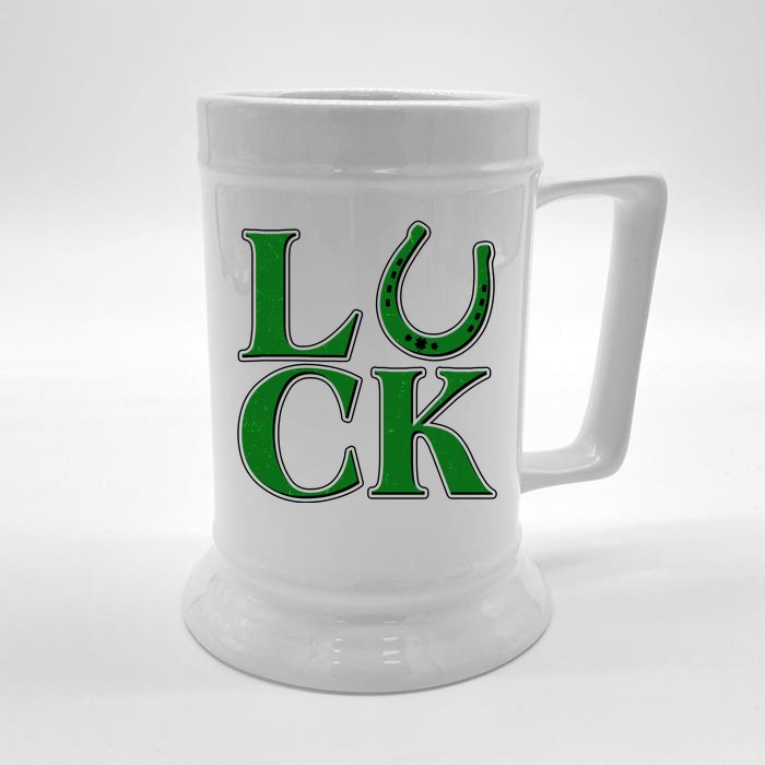 Cool St Patrick's Day Luck Lucky Horseshoe Front & Back Beer Stein