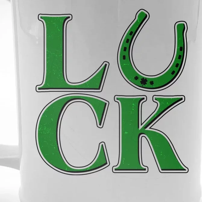 Cool St Patrick's Day Luck Lucky Horseshoe Front & Back Beer Stein