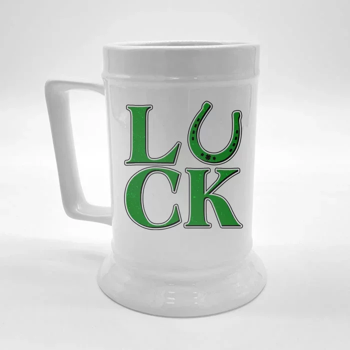 Cool St Patrick's Day Luck Lucky Horseshoe Front & Back Beer Stein