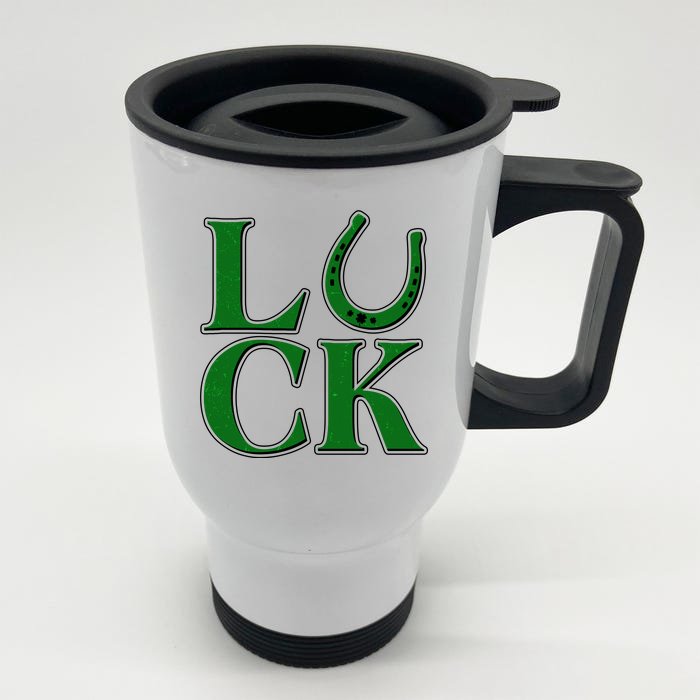 Cool St Patrick's Day Luck Lucky Horseshoe Front & Back Stainless Steel Travel Mug