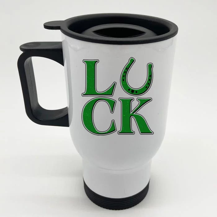 Cool St Patrick's Day Luck Lucky Horseshoe Front & Back Stainless Steel Travel Mug