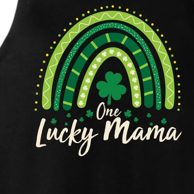 Cute St Patricks Day One Lucky Mama Green Shamrock Clover Rainbow Ladies Tri-Blend Wicking Tank