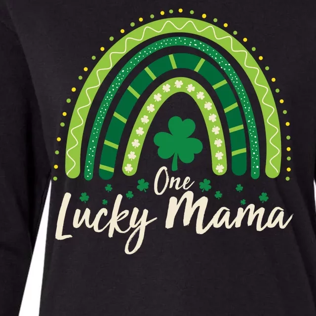 Cute St Patricks Day One Lucky Mama Green Shamrock Clover Rainbow Womens Cotton Relaxed Long Sleeve T-Shirt