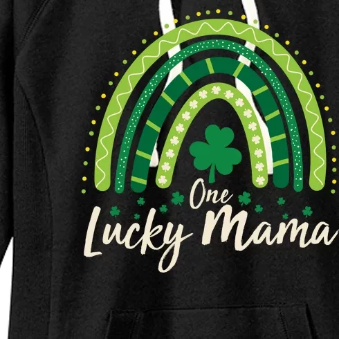 Cute St Patricks Day One Lucky Mama Green Shamrock Clover Rainbow Women's Fleece Hoodie