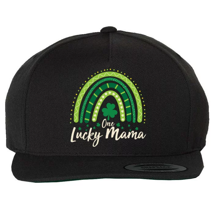 Cute St Patricks Day One Lucky Mama Green Shamrock Clover Rainbow Wool Snapback Cap