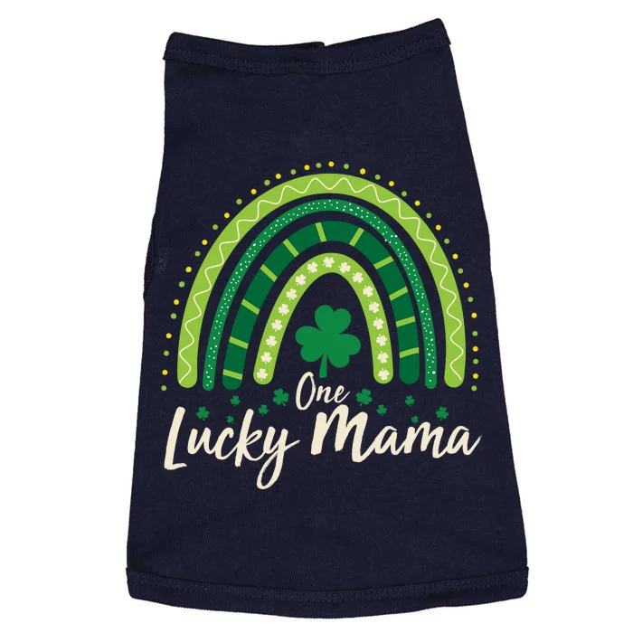 Cute St Patricks Day One Lucky Mama Green Shamrock Clover Rainbow Doggie Tank