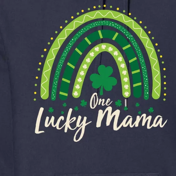 Cute St Patricks Day One Lucky Mama Green Shamrock Clover Rainbow Premium Hoodie