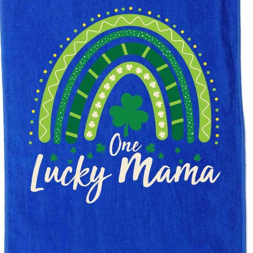 Cute St Patricks Day One Lucky Mama Green Shamrock Clover Rainbow Platinum Collection Golf Towel