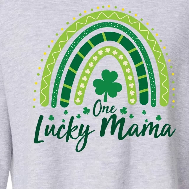 Cute St Patricks Day One Lucky Mama Green Shamrock Clover Rainbow Cropped Pullover Crew