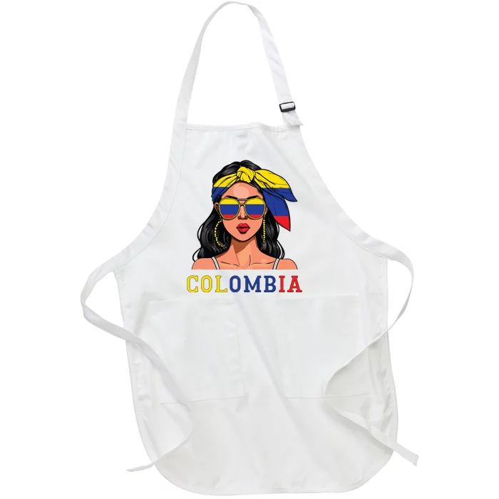 Colombianas Souvenirs Products Woman Flag Roots Colombia Full-Length Apron With Pocket