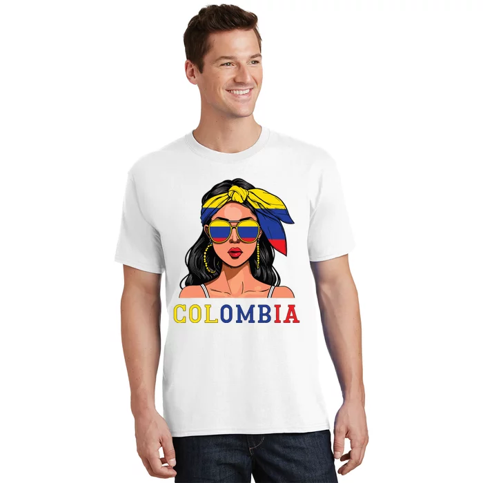 Colombianas Souvenirs Products Woman Flag Roots Colombia T-Shirt