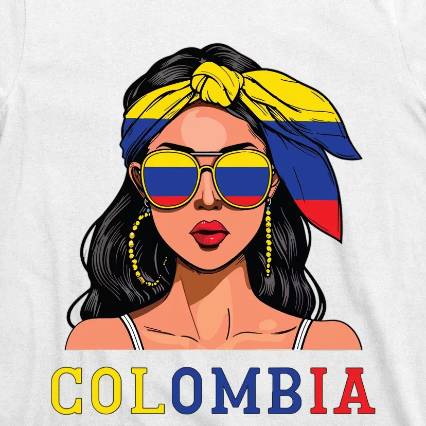 Colombianas Souvenirs Products Woman Flag Roots Colombia T-Shirt