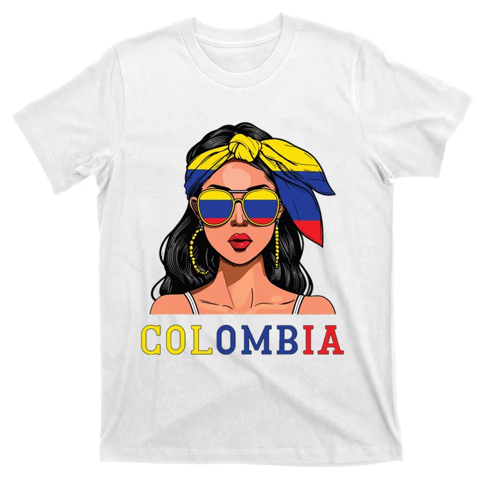 Colombianas Souvenirs Products Woman Flag Roots Colombia T-Shirt