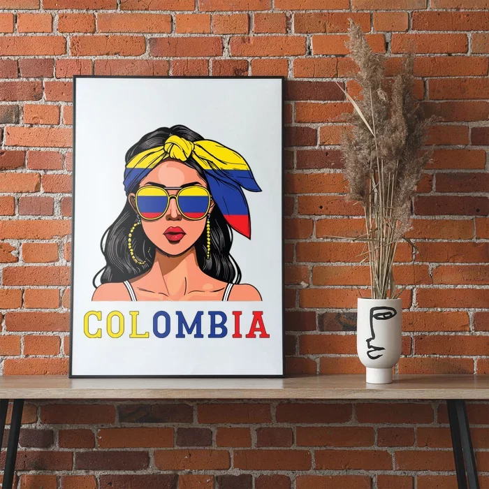 Colombianas Souvenirs Products Woman Flag Roots Colombia Poster