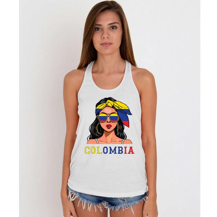 Colombianas Souvenirs Products Woman Flag Roots Colombia Women's Knotted Racerback Tank