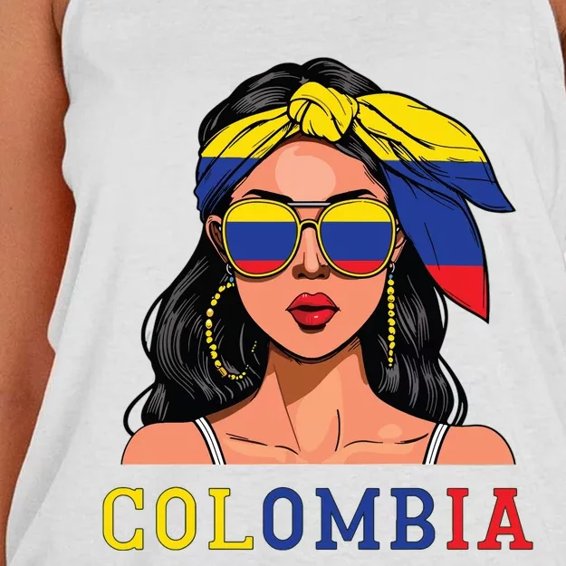 Colombianas Souvenirs Products Woman Flag Roots Colombia Women's Knotted Racerback Tank