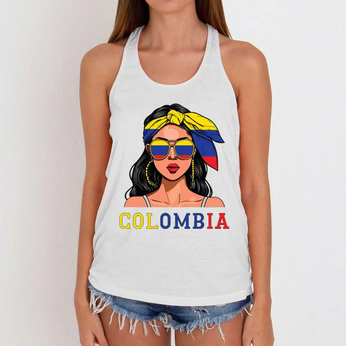 Colombianas Souvenirs Products Woman Flag Roots Colombia Women's Knotted Racerback Tank