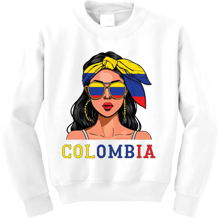 Colombianas Souvenirs Products Woman Flag Roots Colombia Kids Sweatshirt