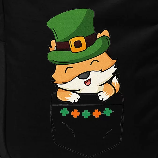 Cute Saint Patrick's Day Fox With Green Hat In Pocket Impact Tech Backpack