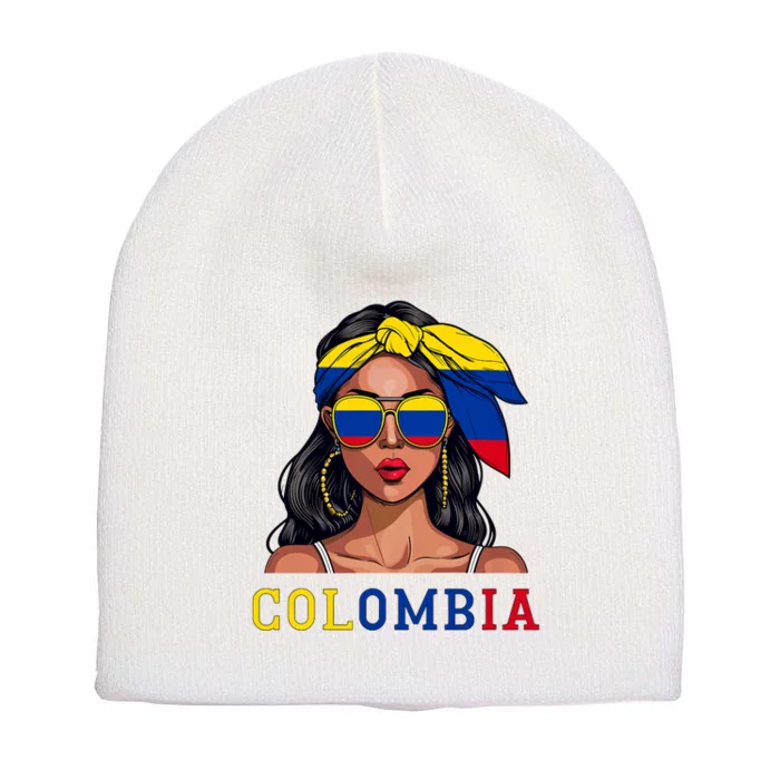 Colombianas Souvenirs Products Woman Flag Roots Colombia Short Acrylic Beanie