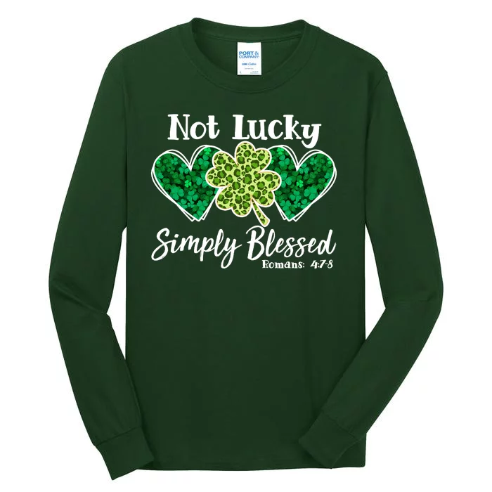 Cute St Patricks Day Not Lucky Simply Blessed Romans 4: 7 8 Tall Long Sleeve T-Shirt