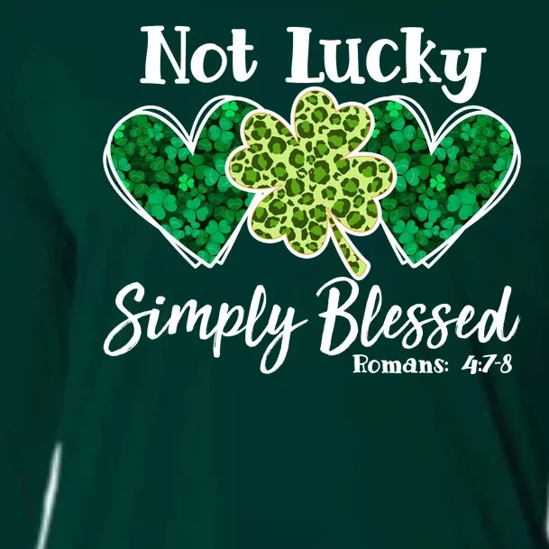 Cute St Patricks Day Not Lucky Simply Blessed Romans 4: 7 8 Cooling Performance Long Sleeve Crew