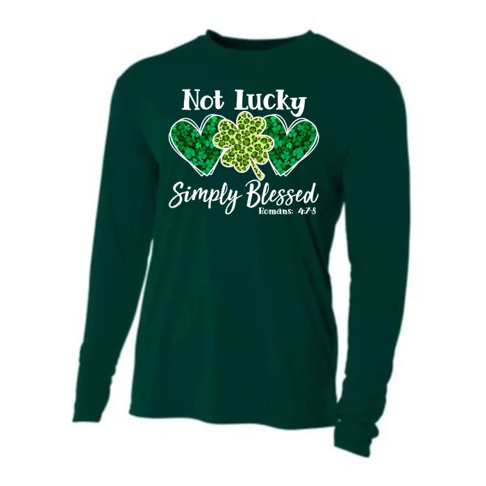 Cute St Patricks Day Not Lucky Simply Blessed Romans 4: 7 8 Cooling Performance Long Sleeve Crew