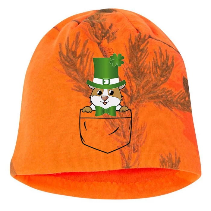 Cute Saint Patrick's Day GuineaPig With Green Hat In Pocket Kati - Camo Knit Beanie