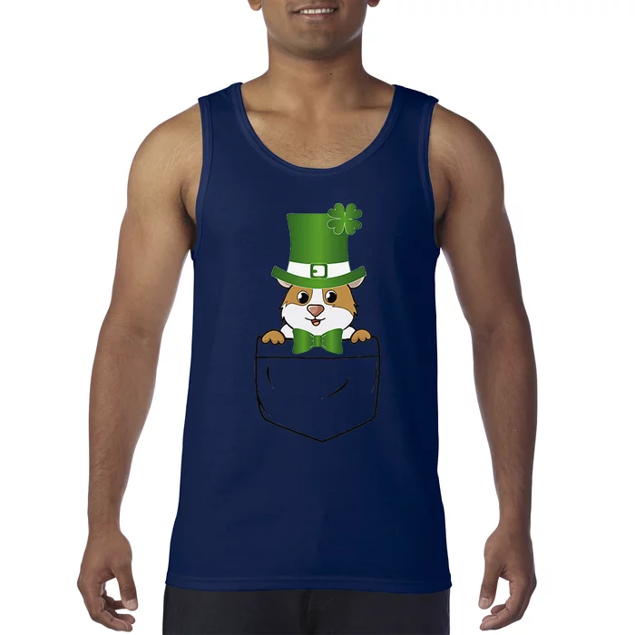 Cute Saint Patrick's Day GuineaPig With Green Hat In Pocket Tank Top