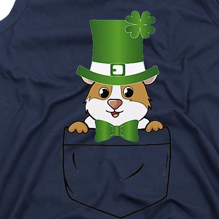 Cute Saint Patrick's Day GuineaPig With Green Hat In Pocket Tank Top