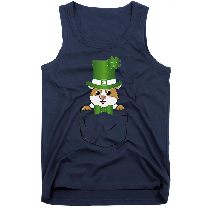 Cute Saint Patrick's Day GuineaPig With Green Hat In Pocket Tank Top