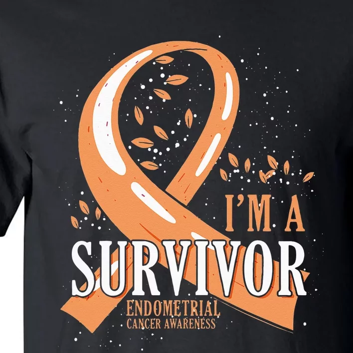 Cancer Survivor Peach Ribbon Endometrial Cancer Awareness Tall T-Shirt