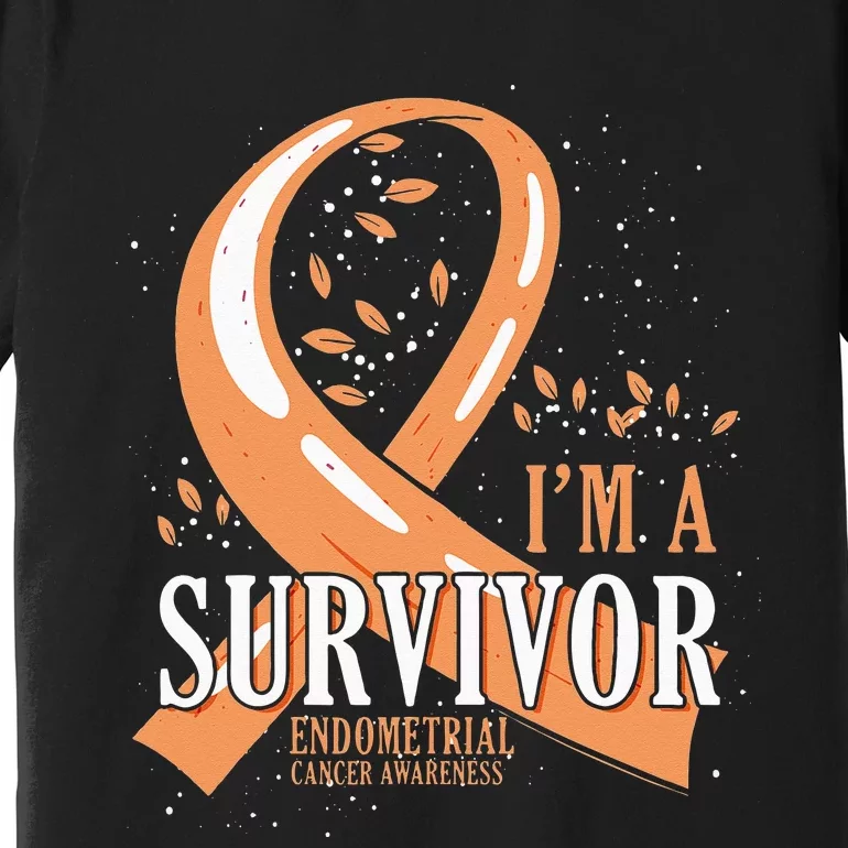 Cancer Survivor Peach Ribbon Endometrial Cancer Awareness Premium T-Shirt