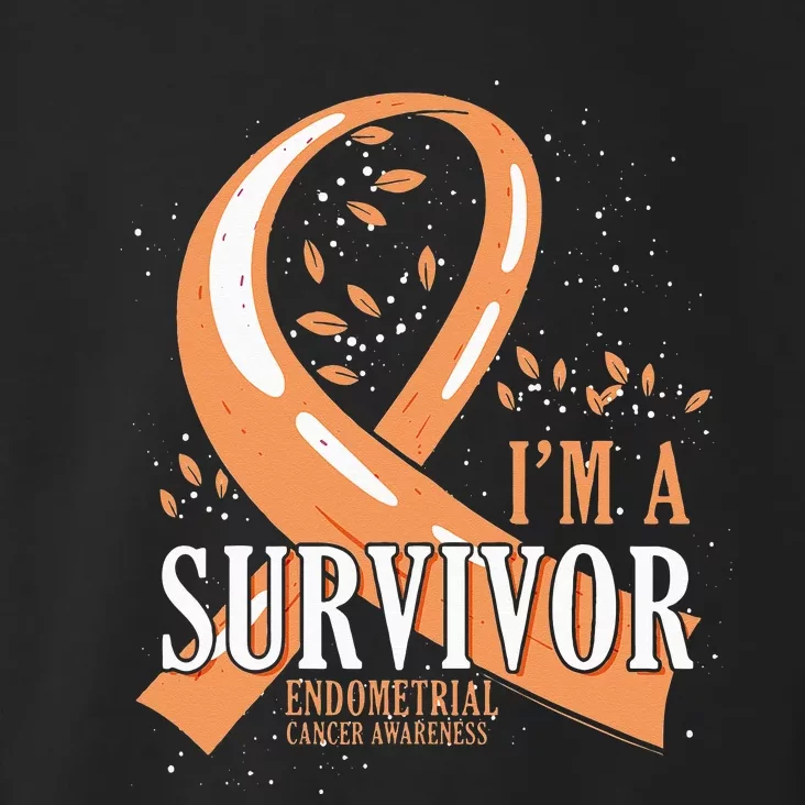 Cancer Survivor Peach Ribbon Endometrial Cancer Awareness Toddler Hoodie