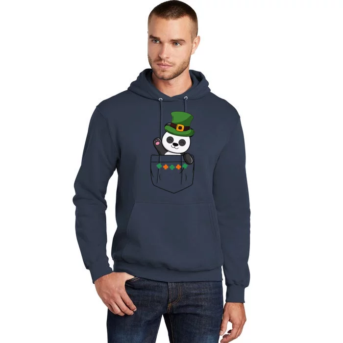 Cute Saint Patrick's Day Panda With Green Hat In Pocket Tall Hoodie