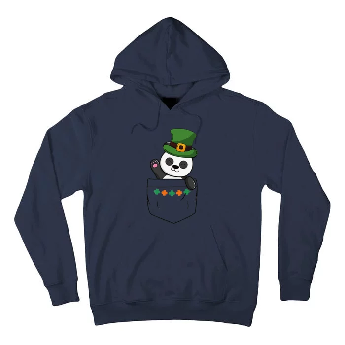 Cute Saint Patrick's Day Panda With Green Hat In Pocket Tall Hoodie