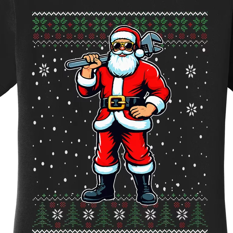 Christmas Santa Plumber Ugly Christmas Sweater Women's T-Shirt