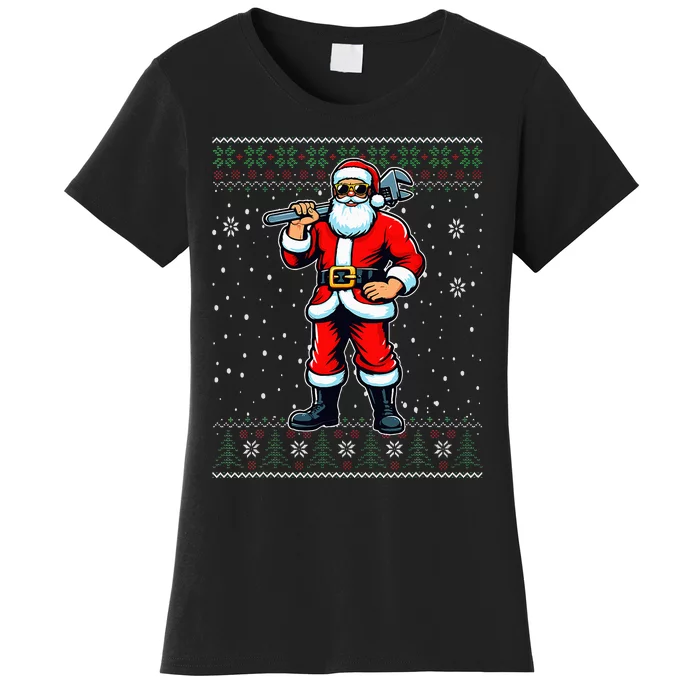 Christmas Santa Plumber Ugly Christmas Sweater Women's T-Shirt