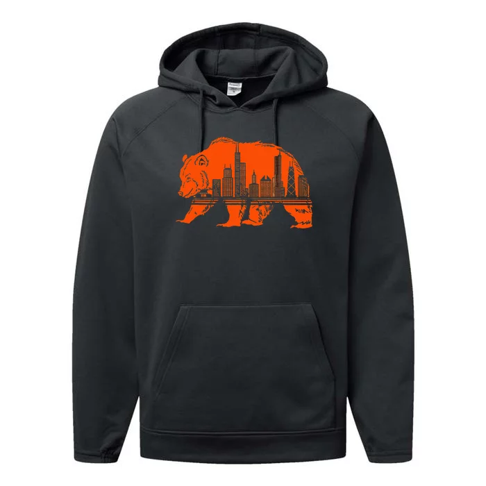 Chicago Skyline Pride Celebrate Illinois Downtown Performance Fleece Hoodie