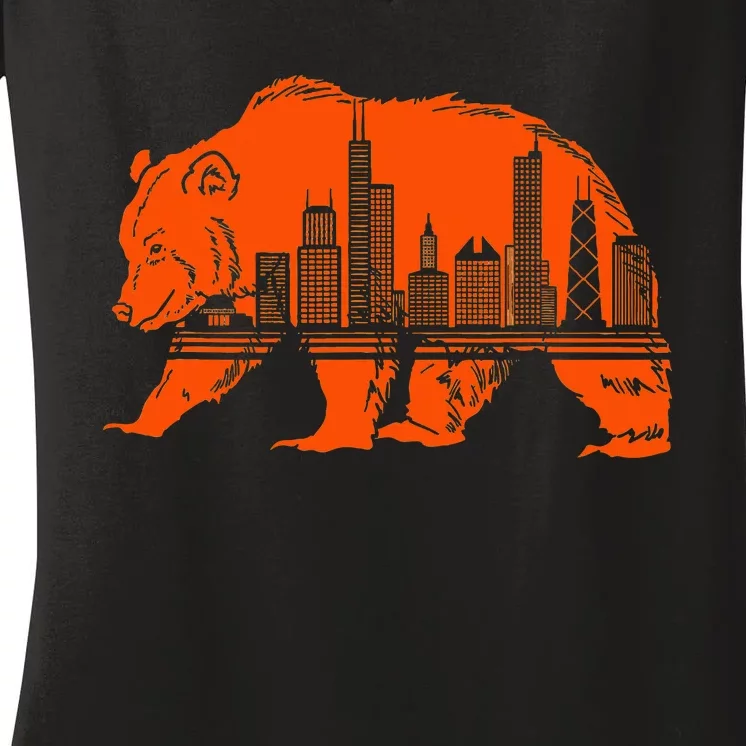 Chicago Skyline Pride Celebrate Illinois Downtown Women's V-Neck T-Shirt