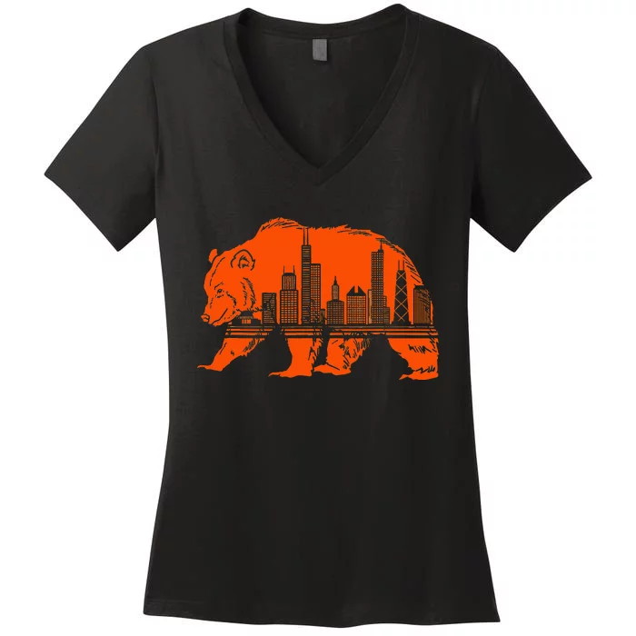 Chicago Skyline Pride Celebrate Illinois Downtown Women's V-Neck T-Shirt