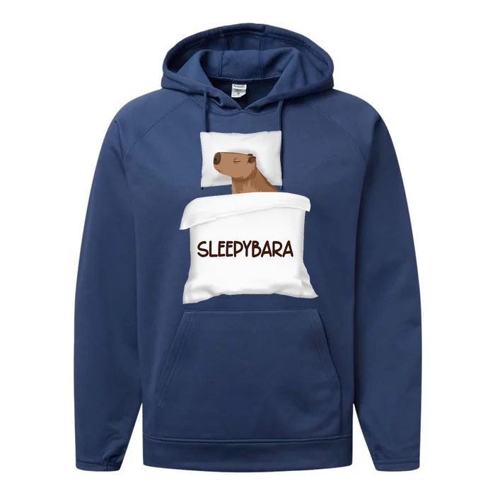 Capybara Sleep Pajamas Nightgown Sleepybara Rodents Performance Fleece Hoodie