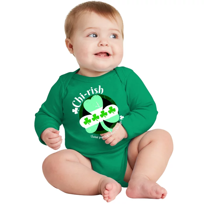 ChiRish St. Patrick's Day Chicago Irish Clover Baby Long Sleeve Bodysuit