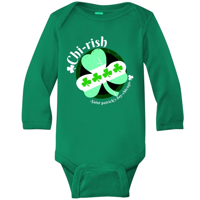 ChiRish St. Patrick's Day Chicago Irish Clover Baby Long Sleeve Bodysuit