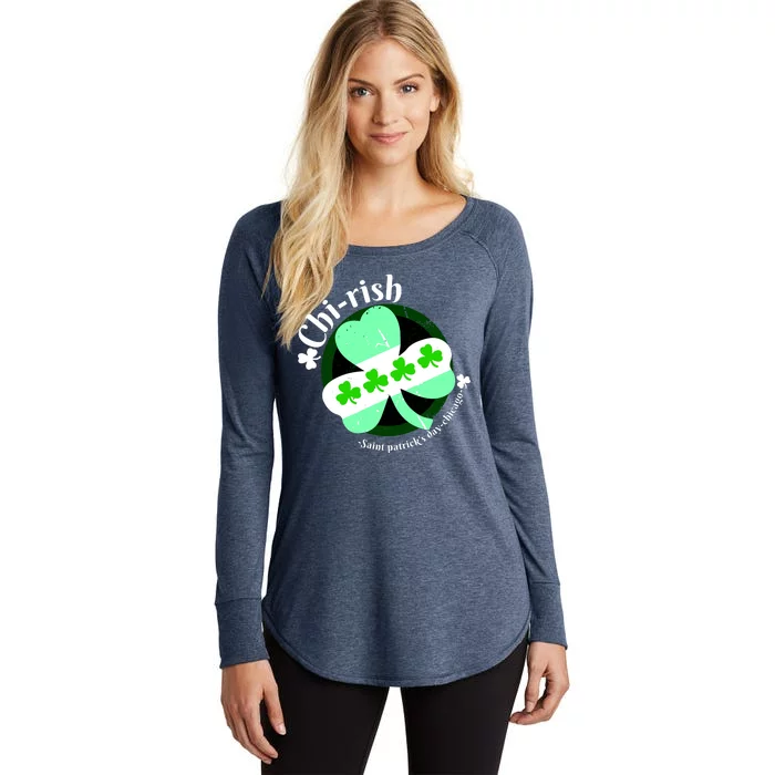 ChiRish St. Patrick's Day Chicago Irish Clover Women's Perfect Tri Tunic Long Sleeve Shirt