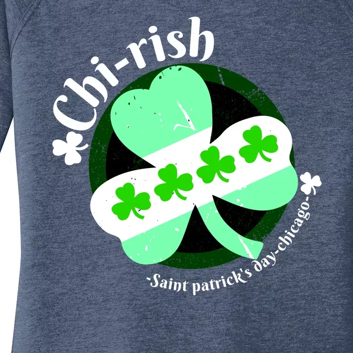 ChiRish St. Patrick's Day Chicago Irish Clover Women's Perfect Tri Tunic Long Sleeve Shirt