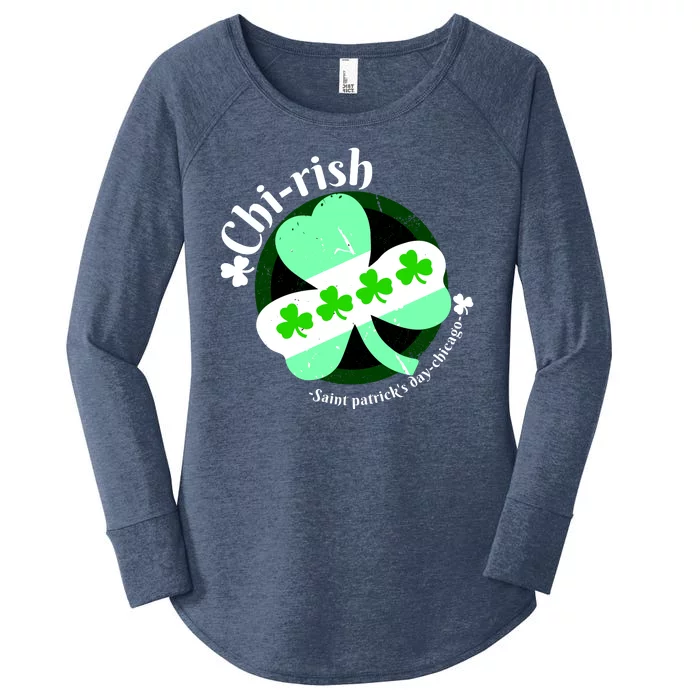 ChiRish St. Patrick's Day Chicago Irish Clover Women's Perfect Tri Tunic Long Sleeve Shirt