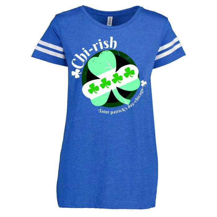 ChiRish St. Patrick's Day Chicago Irish Clover Enza Ladies Jersey Football T-Shirt