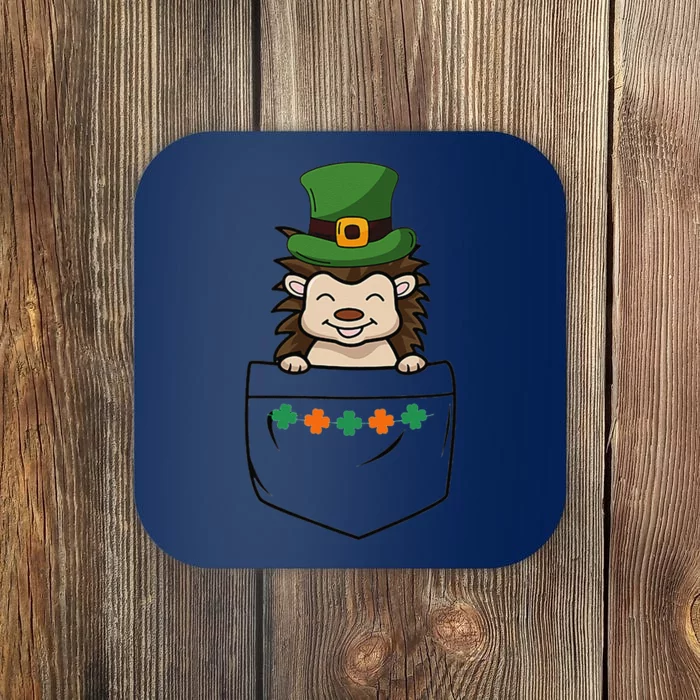 Cute Saint Patrick's Day Porcupine With Green Hat In Pocket Coaster